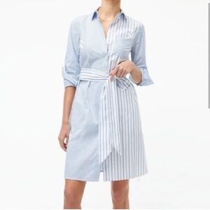 J crew Blue and White stripe shirting shirt dress size 20